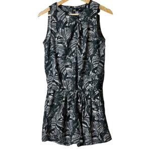 Lightweight Sleeveless Romper Tie Waist Open Back Black Cream Summer Size 4